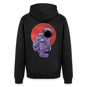 Cool Astronaut Mars Raumfahrt Planet - Unisex Premium Bio Zip Hoodie - Schwarz - Hinten - Nico (187cm)
