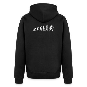 evolution of bowling - Unisex Premium Bio Zip Hoodie - Schwarz - Hinten - Nico (187cm)