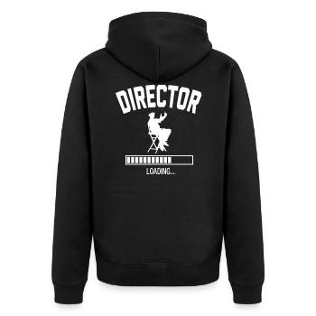 Future Director - Unisex Premium Bio Zip Hoodie - Schwarz - Hinten - Nico (187cm)