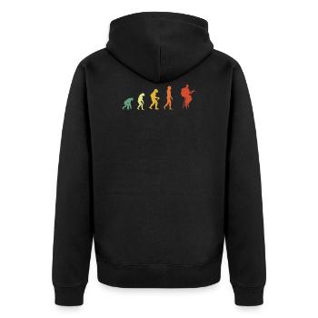 Retro Guitar Evolution - Unisex Premium Bio Zip Hoodie - Schwarz - Hinten - Nico (187cm)