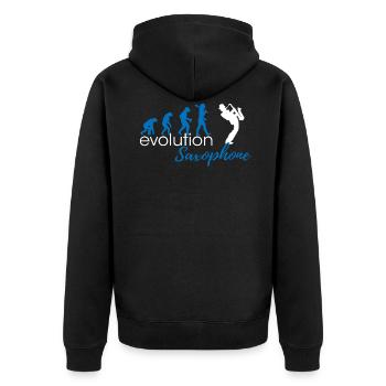Évolution du saxophone - Veste à capuche bio Premium Unisexe - noir - Dos - Nico (187cm)