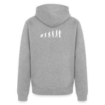 évolution de la clarinette - Veste à capuche bio Premium Unisexe - gris chiné - Dos - Nico (187cm)