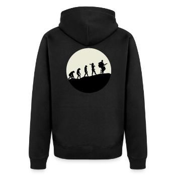 Guitarists Evolution Moon - Unisex Premium Bio Zip Hoodie - Schwarz - Hinten - Nico (187cm)