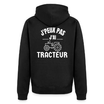 J'Peux Pas J'Ai Tracteur - Veste à capuche bio Premium Unisexe - noir - Dos - Nico (187cm)