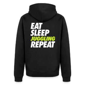 Eat Sleep Juggling Repeat - Unisex Premium Bio Zip Hoodie - Schwarz - Hinten - Nico (187cm)