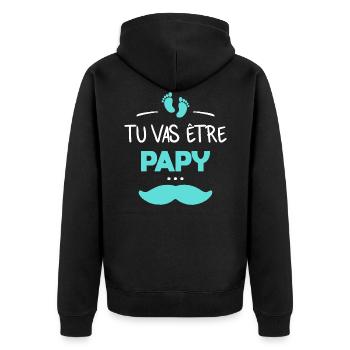 Tu vas être papy - Veste à capuche bio Premium Unisexe - noir - Dos - Nico (187cm)