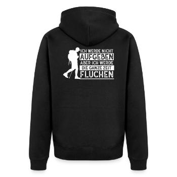 Werde Nicht Aufgeben Aber Fluchen Laufen Läufer - Unisex Premium Bio Zip Hoodie - Schwarz - Hinten - Nico (187cm)