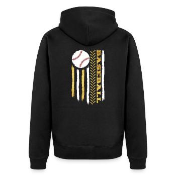American Flag Vintage USA Sports Baseball Team - Unisex Premium Bio Zip Hoodie - Schwarz - Hinten - Nico (187cm)