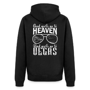 Good Girls Go To Heaven Bad Girls Go To Vegas Trip - Unisex Premium Organic Zip Hoodie - black - Back - Nico (187cm)