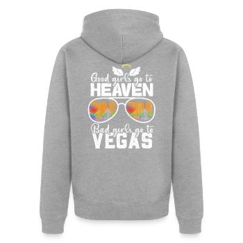 Good Girls Go To Heaven Bad Girls Go To Vegas Trip - Unisex Premium Organic Zip Hoodie - heather grey - Back - Nico (187cm)