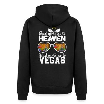 Good Girls Go To Heaven Bad Girls Go To Vegas Trip - Unisex Premium Organic Zip Hoodie - black - Back - Nico (187cm)