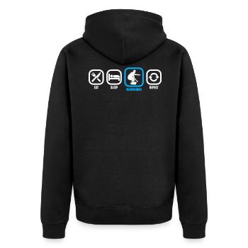 Eat Sleep Wakeboarding Tshirt - Unisex Premium Bio Zip Hoodie - Schwarz - Hinten - Nico (187cm)