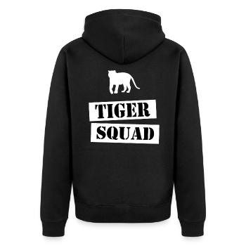join the tiger squad - Unisex Premium Organic Zip Hoodie - black - Back - Nico (187cm)