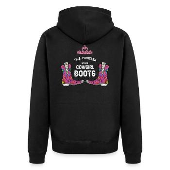 Forget Glass Slippers Princess Wears Cowboy Boots - Unisex Premium Organic Zip Hoodie - black - Back - Nico (187cm)