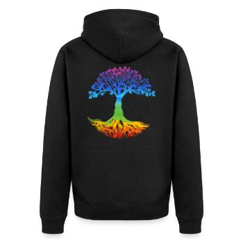 Tree Yggdrasil Viking Celtic Norse Life Symbol - Unisex Premium Organic Zip Hoodie - black - Back - Nico (187cm)