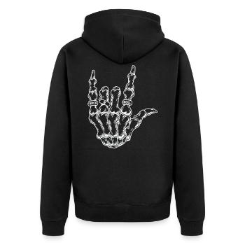 Rock & Roll Skeleton Guitar Music Lover - Unisex Premium Organic Zip Hoodie - black - Back - Nico (187cm)