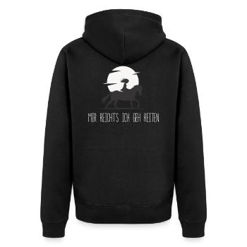 Mir Reichts Ich Geh Reiten Reiterinnen Reiterhof - Unisex Premium Bio Zip Hoodie - Schwarz - Hinten - Nico (187cm)