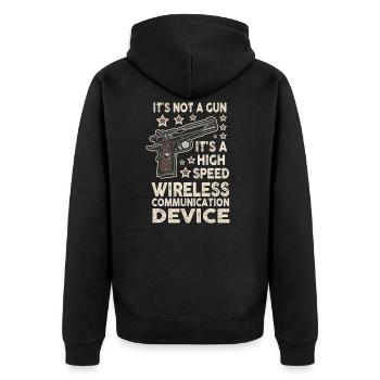 Its Not A Gun Meme Funny Its Not A Gun - Unisex Premium Bio Zip Hoodie - Schwarz - Hinten - Nico (187cm)