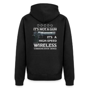 Its Not A Gun Meme Funny Its Not A Gun - Unisex Premium Bio Zip Hoodie - Schwarz - Hinten - Nico (187cm)