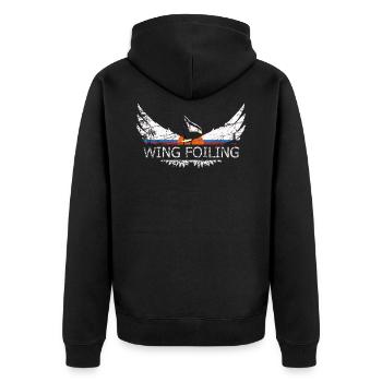 Wing Foiling or Wing Surf and Wing surfing Design - Unisex Premium Organic Zip Hoodie - black - Back - Nico (187cm)