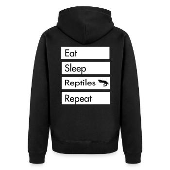 Eat Sleep Reptiles Repeat - Reptile Design - Unisex Premium Bio Zip Hoodie - Schwarz - Hinten - Nico (187cm)