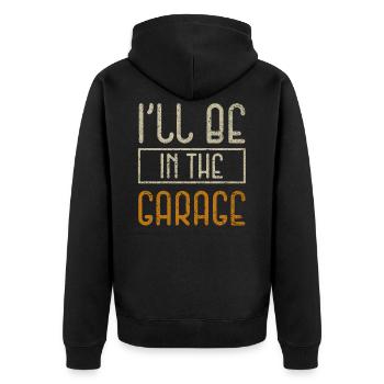 Je serai dans le garage vintage - Veste à capuche bio Premium Unisexe - noir - Dos - Nico (187cm)