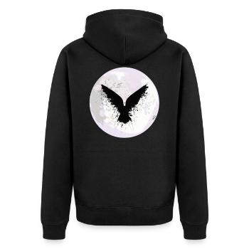 Beautiful Black Crow Raven Bird Watch. Birds Silho - Unisex Premium Bio Zip Hoodie - Schwarz - Hinten - Nico (187cm)