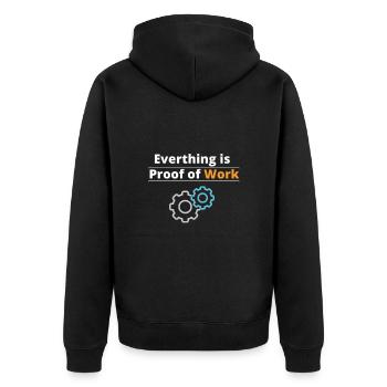 Everthing is proof of work #Bitcoin - Unisex Premium Organic Zip Hoodie - black - Back - Nico (187cm)