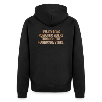 I Enjoy Long Romantic Walks - Unisex Premium Bio Zip Hoodie - Schwarz - Hinten - Nico (187cm)