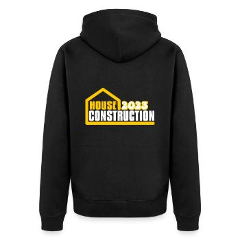 Hausbau 2023 - Unisex Premium Bio Zip Hoodie - Schwarz - Hinten - Nico (187cm)