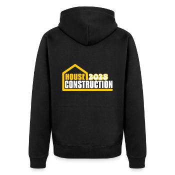 House construction 2025 - Unisex Premium Organic Zip Hoodie - black - Back - Nico (187cm)