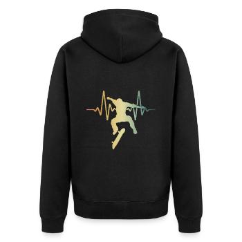 Heartbeat Skater Skateboard ECG Pulse - Unisex Premium Organic Zip Hoodie - black - Back - Nico (187cm)