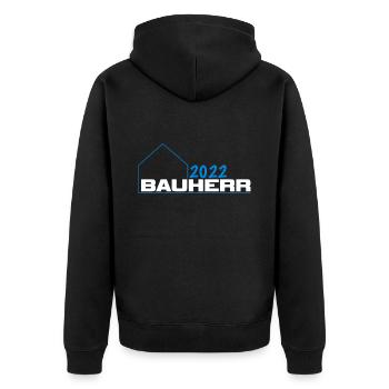 Bauherr 2022 - Unisex Premium Bio Zip Hoodie - Schwarz - Hinten - Nico (187cm)