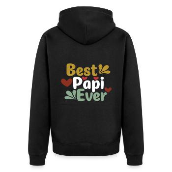 Vater Vater Vater - Unisex Premium Bio Zip Hoodie - Schwarz - Hinten - Nico (187cm)