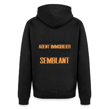 Véritable Agent Immobilier Cadeau Humour - Veste à capuche bio Premium Unisexe - noir - Dos - Nico (187cm)