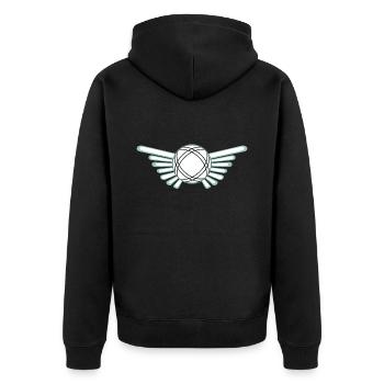 Emblème de boule avec ailes - Veste à capuche bio Premium Unisexe - noir - Dos - Nico (187cm)