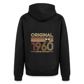 1960 - Unisex Premium Organic Zip Hoodie - black - Back - Nico (187cm)