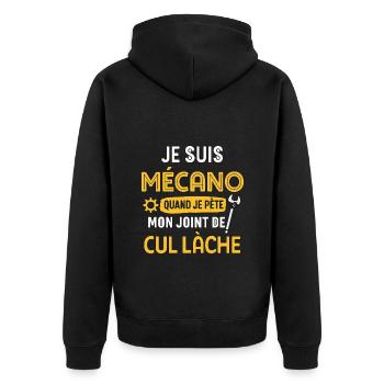 Mechaniker - Unisex Premium Bio Zip Hoodie - Schwarz - Hinten - Nico (187cm)