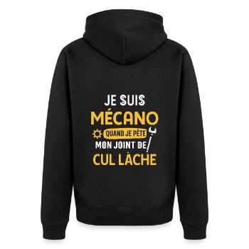 Mechaniker - Unisex Premium Bio Zip Hoodie - Schwarz - Hinten - Nico (187cm)