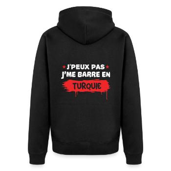 je peux pas je me barre en Turquie - Veste à capuche bio Premium Unisexe - noir - Dos - Nico (187cm)