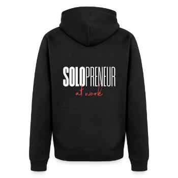 Solopreneur at work - Unisex Premium Bio Zip Hoodie - Schwarz - Hinten - Nico (187cm)