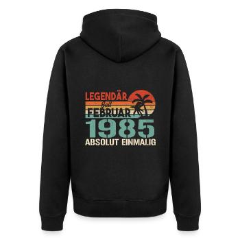 Cadeau d'anniversaire - né en février 1985 - Veste à capuche bio Premium Unisexe - noir - Dos - Nico (187cm)
