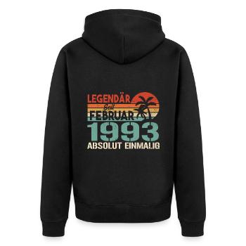 Cadeau d'anniversaire - né en février 1993 - Veste à capuche bio Premium Unisexe - noir - Dos - Nico (187cm)
