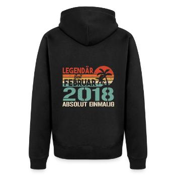 Birthday Gift - Vintage February 2018 - Unisex Premium Organic Zip Hoodie - black - Back - Nico (187cm)
