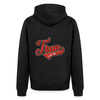 Tuna - Unisex Premium Organic Zip Hoodie - black - Back - Nico (187cm)