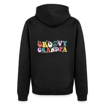 Groovy Grandpa - Unisex Premium Bio Zip Hoodie - Schwarz - Hinten - Nico (187cm)