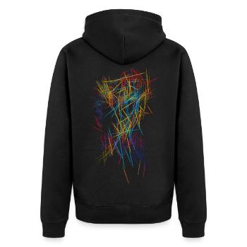 Abstract - Unisex Premium Organic Zip Hoodie - black - Back - Nico (187cm)