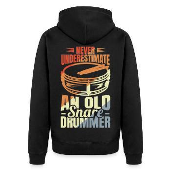Drum player grandfather - Unisex Premium Organic Zip Hoodie - black - Back - Nico (187cm)