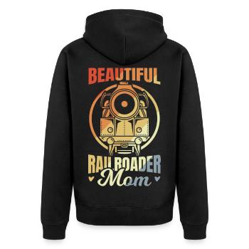Eisenbahn Mama - Unisex Premium Bio Zip Hoodie - Schwarz - Hinten - Nico (187cm)