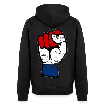 Poing du drapeau de la Hollande utilisé - Veste à capuche bio Premium Unisexe - noir - Dos - Nico (187cm)